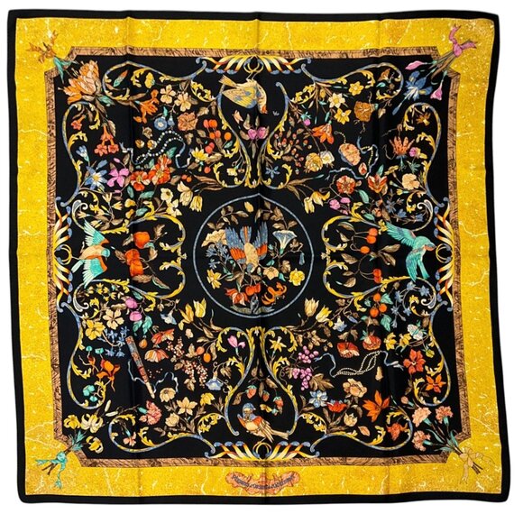 Hermes Accessories - Hermes Black / Gold Multi Pierres d'Orient et d'Occident Square Silk Twill Scarf